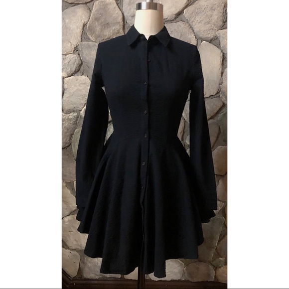 Honey Punch Dresses & Skirts - Honey Punch black flared button down dress size S